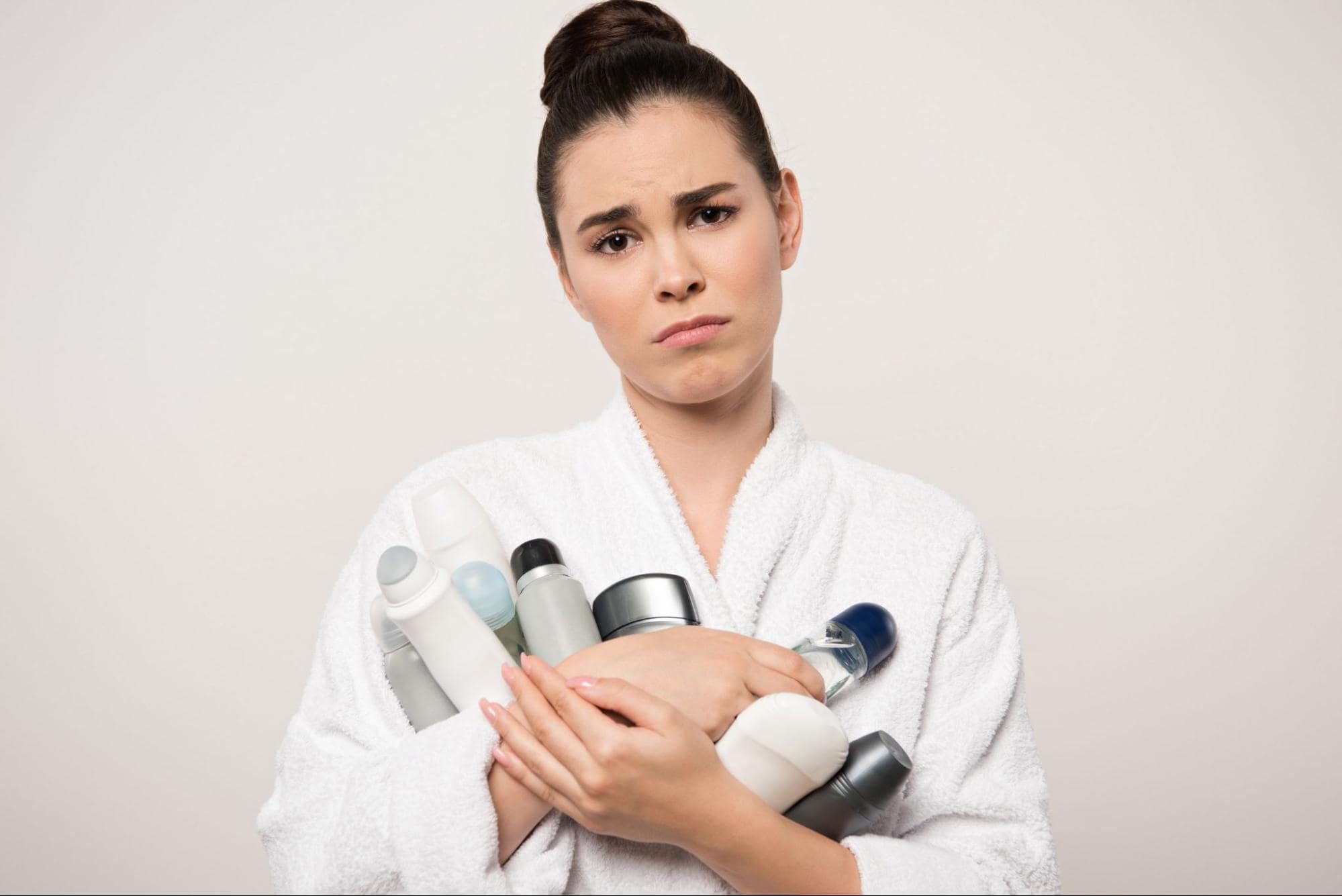 woman desperate about how to stop bum sweat on chairs