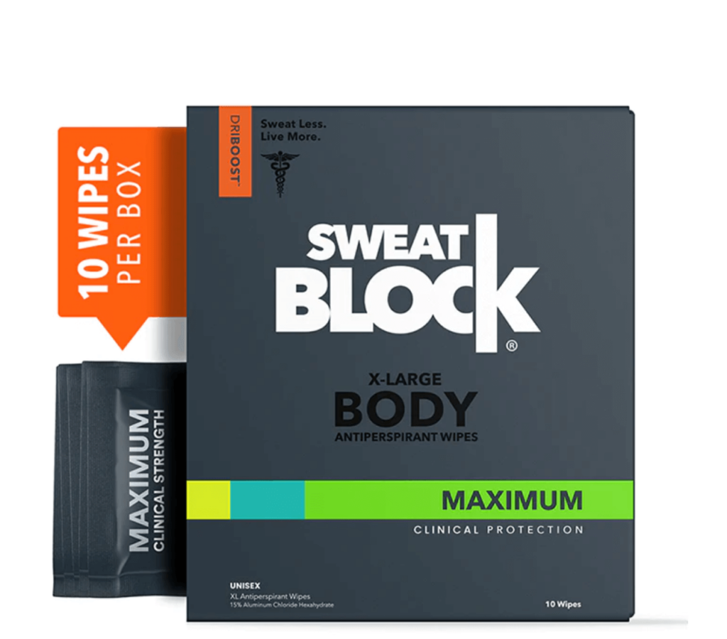 sweatblock max clinical antiperspirant body wipes